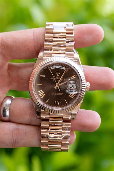 rose gold rolex with brown face|Rolex rose gold 40mm president.